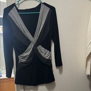 Cable & Gauge Black and Gray Crisscross Blouse